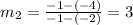 m_2=\frac{-1-(-4)}{-1-(-2)}=3