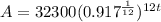 A = 32300 ( 0.917^\frac{1}{12} )^{12t}