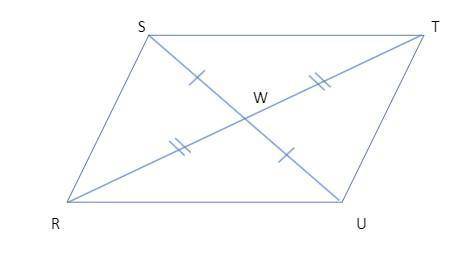 Given:  rw ≅ wt;  uw ≅ ws prove:  rstu is a parallelogram. identify the steps that complete the proo