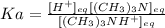 Ka=\frac{[H^+]_{eq}[(CH_3)_3N]_{eq}}{[(CH_3)_3NH^+]_{eq}}