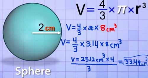 What is the volume of the sphere with radius 2 centimeters?