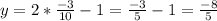 y=2*\frac{-3}{10}-1=\frac{-3}{5}-1=\frac{-8}{5}