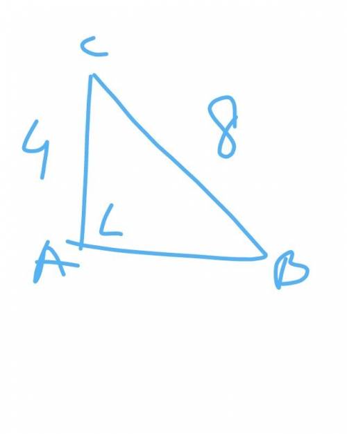 If one of the legs of a right triangle is 4 in and the hypotenuse is 8 in, find the length of the ot
