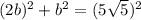 ( 2b)^{2} + b^{2} = (5 \sqrt{5})^{2}