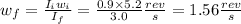 w_f=\frac{I_iw_i}{I_f}=\frac{0.9\times5.2 }{3.0}\frac{rev}{s}=1.56\frac{rev}{s}