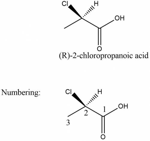 Draw the structure corresponding to (r)−2−chloropropanoic acid