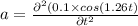 a=\frac {\partial^2(0.1\times cos(1.26t)}{\partial t^2}