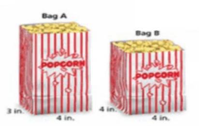 1. a movie theater designs two bags to hold 96 cubic inches of popcorn. a. find the height of each b
