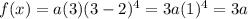 f(x)=a(3)(3-2)^4=3a(1)^4=3a
