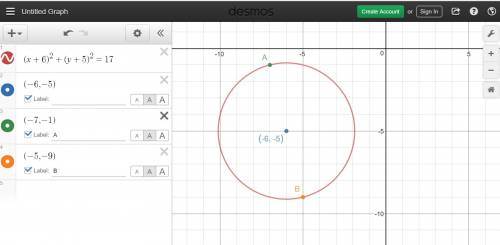 Acircle has a diameter with endpoints (-7, -1) and (-5, -9). what is the equation of the circle?
