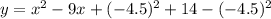 y=x^2-9x+(-4.5)^2+14-(-4.5)^2