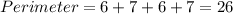 Perimeter=6+7+6+7=26