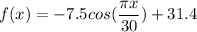 f(x)=-7.5cos(\dfrac{\pi x}{30})+31.4