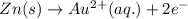 Zn(s)\rightarrow Au^{2+}(aq.)+2e^-