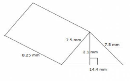 Amanufacturer uses a mold to make a part in the shape of a triangular prism. the dimensions of this