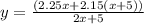 y = \frac{(2.25x + 2.15(x+5))}{2x+5}