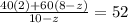 \frac{40(2)+60(8-z)}{10-z}=52