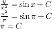 \frac{y}{x^2}=\sin x+C\\\frac{\pi^2}{\pi}=\sin\pi+C\\\pi=C