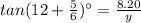tan(12+\frac{5}{6})^{\circ}=\frac{8.20}{y}
