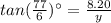 tan (\frac{77}{6})^{\circ}=\frac{8.20}{y}
