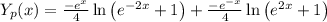 Y_p(x)= \frac{-e^x}{4}\ln \left ( e^{-2x}+1 \right)+\frac{-e^{-x}}{4}\ln \left ( e^{2x}+1 \right )