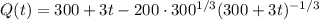 Q(t)=300+3t-200\cdot300^{1/3}(300+3t)^{-1/3}