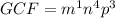 GCF=m^1n^4p^3