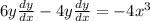 6y\frac{dy}{dx}-4y\frac{dy}{dx}=-4x^3
