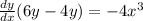 \frac{dy}{dx}(6y-4y)=-4x^3