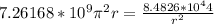 7.26168*10^9\pi^2r=\frac{8.4826*10^44}{r^2}