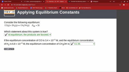 Consider the following chemical reaction:  co (g) + 2h2(g) ↔ ch3oh(g) at equilibrium in a particular