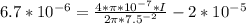6.7*10^{-6} = \frac{ 4*\pi *10^{-7} *I}{2 \pi*7.5^{-2}} -2*10^{-5}