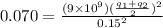 0.070 = \frac{(9\times 10^9)(\frac{q_1+q_2}{2})^2}{0.15^2}
