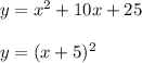 y=x^2 + 10x + 25\\\\y=(x+5)^2