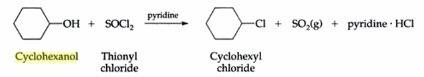 Prepare chlorocyclohexane from cyclohexanol drag the appropriate labels to their respective targets.