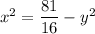 x^2=\dfrac{81}{16}-y^2