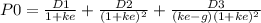 P0=\frac{D1}{1+ke} +\frac{D2}{(1+ke)^2}+\frac{D3}{(ke-g)(1+ke)^2}