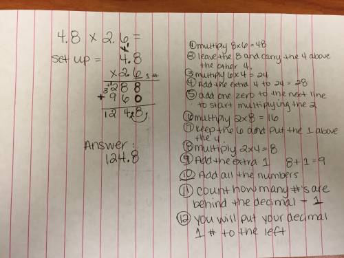 How do i multiply decimals and show my work?