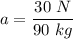 a=\dfrac{30\ N}{90\ kg}