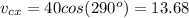 v_{cx}=40cos(290^o)=13.68