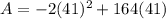 A = -2(41)^2+164(41)