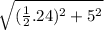 \sqrt{(\frac{1}{2}.24)^{2}+5^{2}}