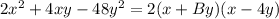 2x^2+4xy-48y^2=2(x+By)(x-4y)