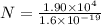 N = \frac{1.90 \times 10^4}{1.6 \times 10^{-19}}