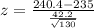 z=\frac{240.4-235}{\frac{42.2}{\sqrt{130}}}