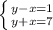 \left \{ {{y-x=1} \atop {y+x=7}} \right.