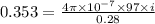 0.353=\frac{4\pi \times 10^{-7}\times 97\times i}{0.28}