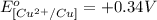 E^o_{[Cu^{2+}/Cu]}=+0.34V