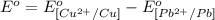 E^o=E^o_{[Cu^{2+}/Cu]}-E^o_{[Pb^{2+}/Pb]}