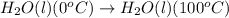 H_2O(l)(0^oC)\rightarrow H_2O(l)(100^oC)